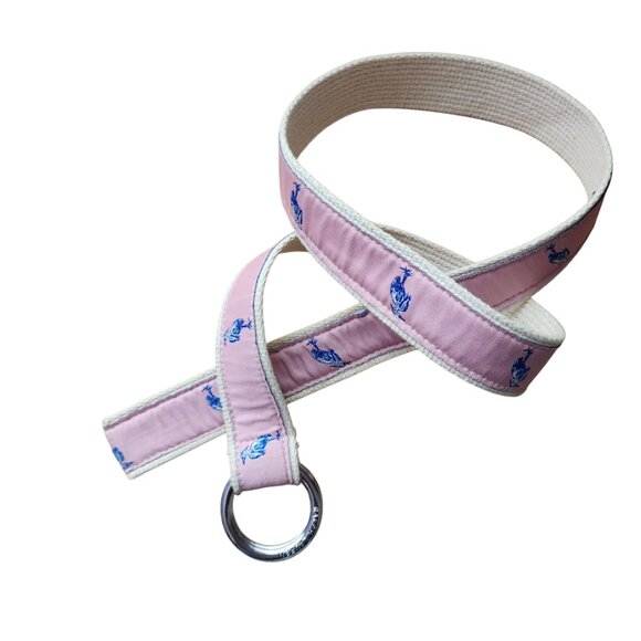 RALPH LAUREN Vintage Preppy‎ Nautical Bird Crane Bird print canvas belt - Picture 1 of 5